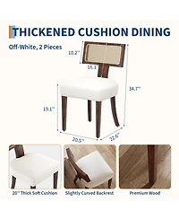 homfan Mid Century Modern Dining Chairs Set of 2 Farmhouse Linen Upholstered, Curved Backrest, Hardwood Frame, Wooden Legs Kitchen