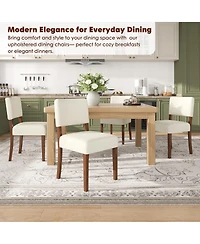 homfan Dining Chairs Set of Upholstered Fabric Armless Kitchen Side with Walnut Wood Legs Padded Seat and Back for Room Living