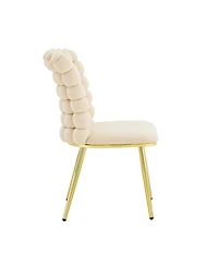 Streamdale Furniture Luxury Cream Bubble Tufted Swivel Chair with Metal Frame