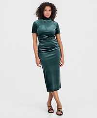 Bar Iii Women's Mock Neck Velvet Midi Dress, Macy's Exclusive