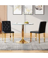 Streamdale Furniture 2-Pack Pu Dining Chairs with Metal Legs
