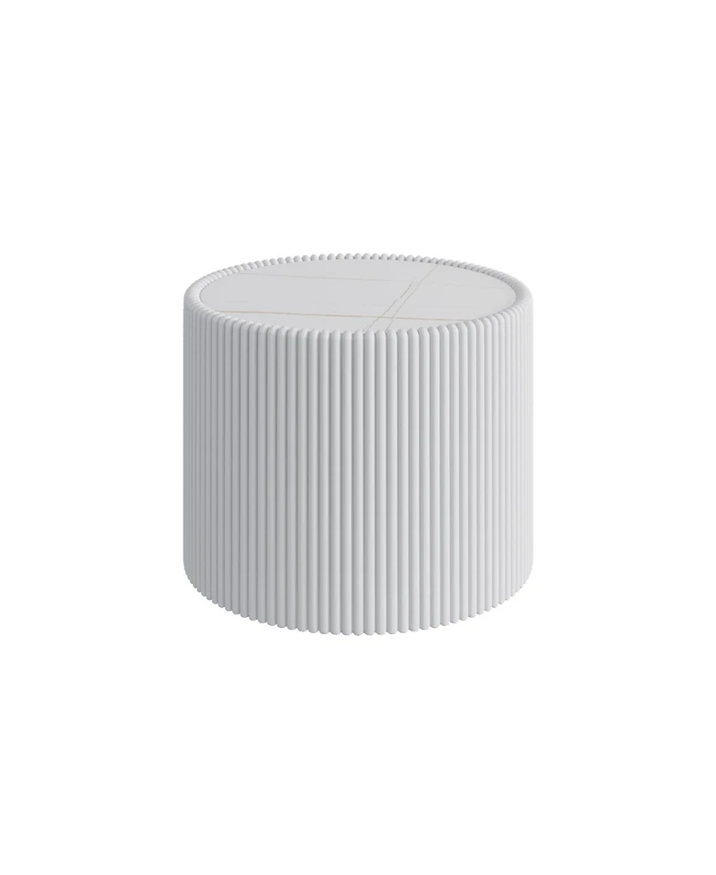 Flynama Cylinder Sintered Stone and Leather Coffee Table
