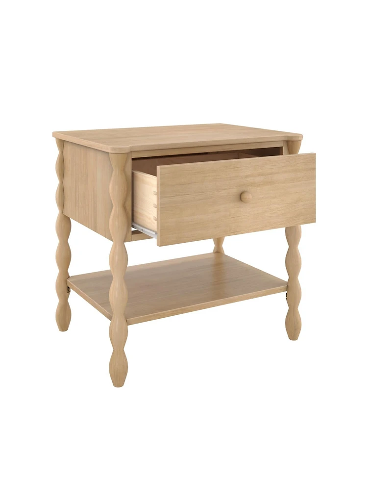 Plank+Beam Jenny Lind Nightstand with 1 Drawer and Bottom Shelf, Blonde