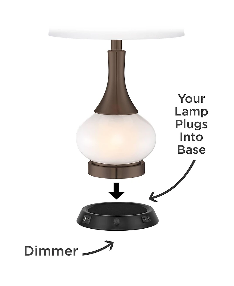 360 Lighting Andi Modern Mid Century Table Lamp 24 1/2" High Hammered with Dimmable Usb Workstation Base Shade for Bedroom Desk