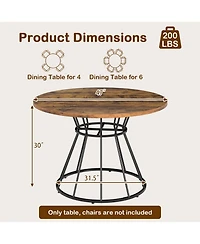 Mecale 47-Inch Round Farmhouse Dining Table for 4