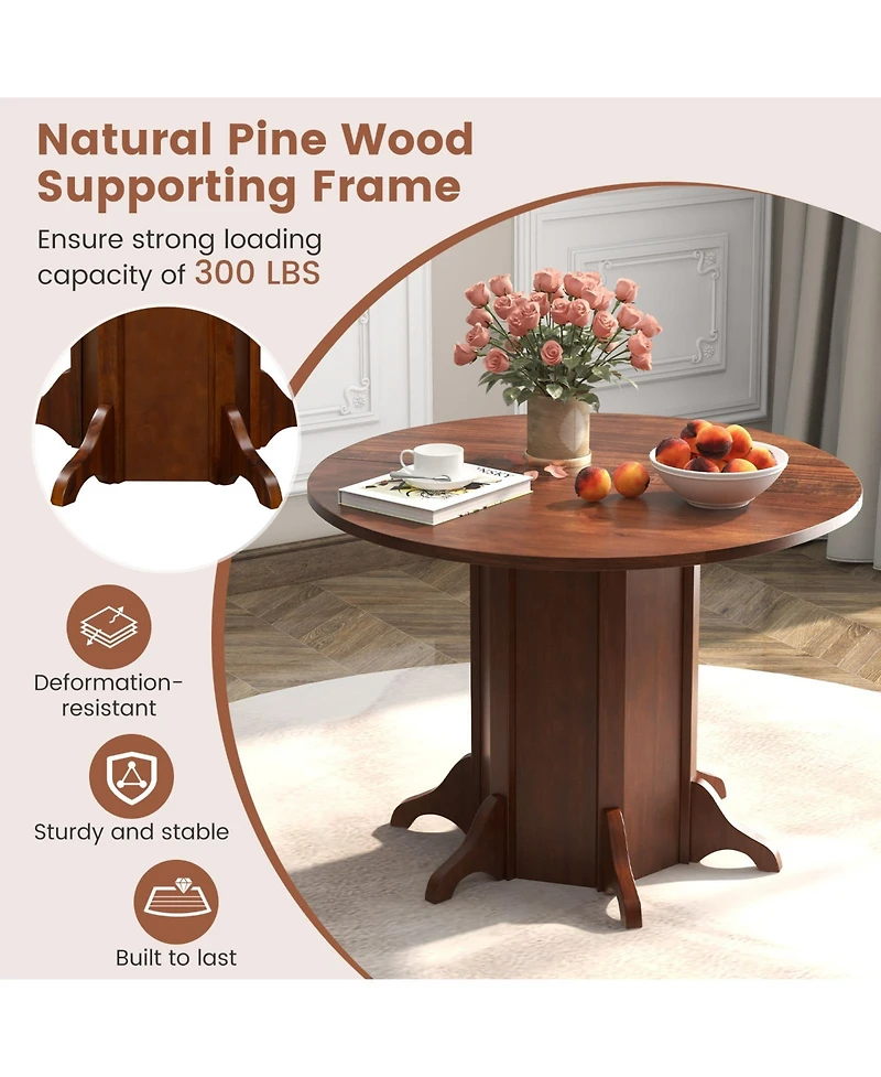 Mecale 42-Inch Round Pedestal Dining Table for 4-6