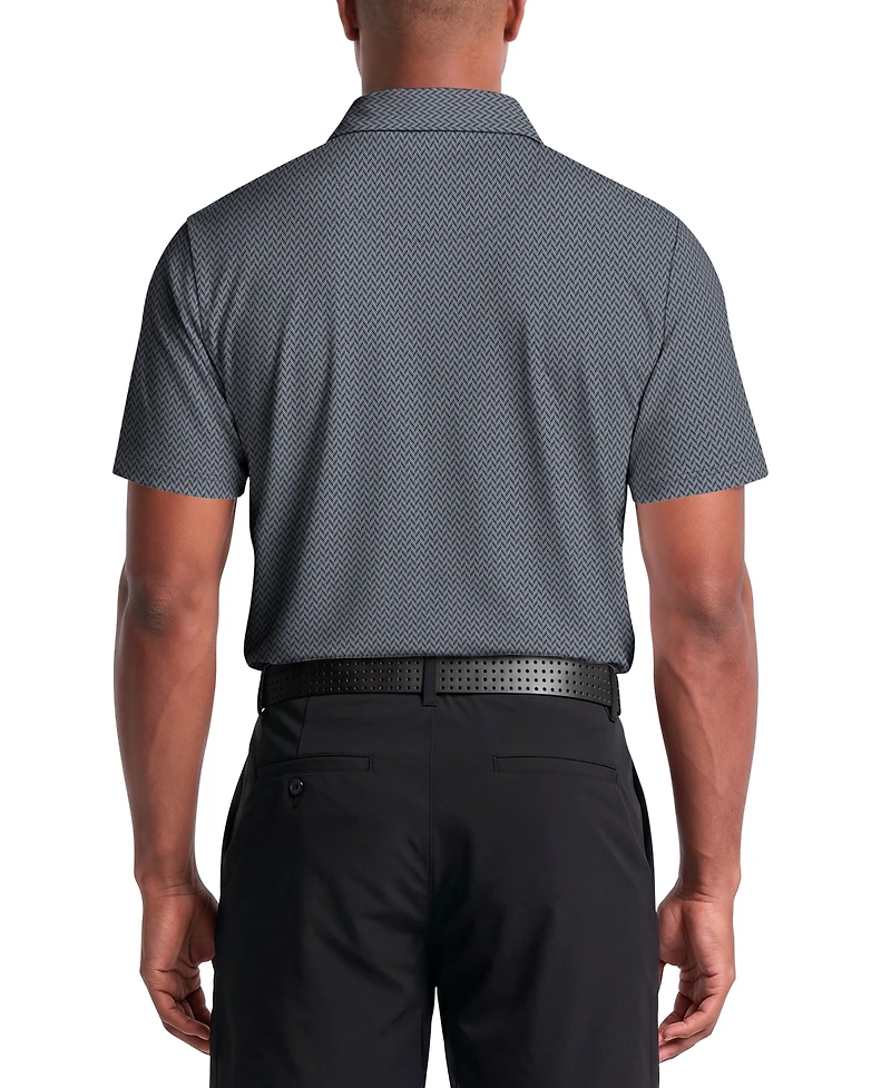 Pga Tour Men's Herringbone Jacquard Golf Polo Shirt