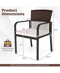 Sugift Outdoor Dining Chairs Set of 4 with Padded Cushions Wicker Backs and Adjustable Feet