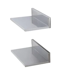Slickblue Stainless Steel Floating Wall Shelves Set of 2 with Backsplash for Restaurant Kitchen Storage
