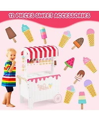 Sugift Ice Cream Cart 12-Piece Rolling Canopy Playset, Ages 3+
