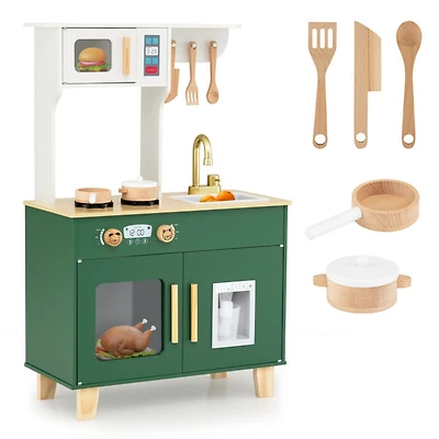 Sugift Compact Microwave Play Kitchen With Clicking Knobs, Ages 3-6
