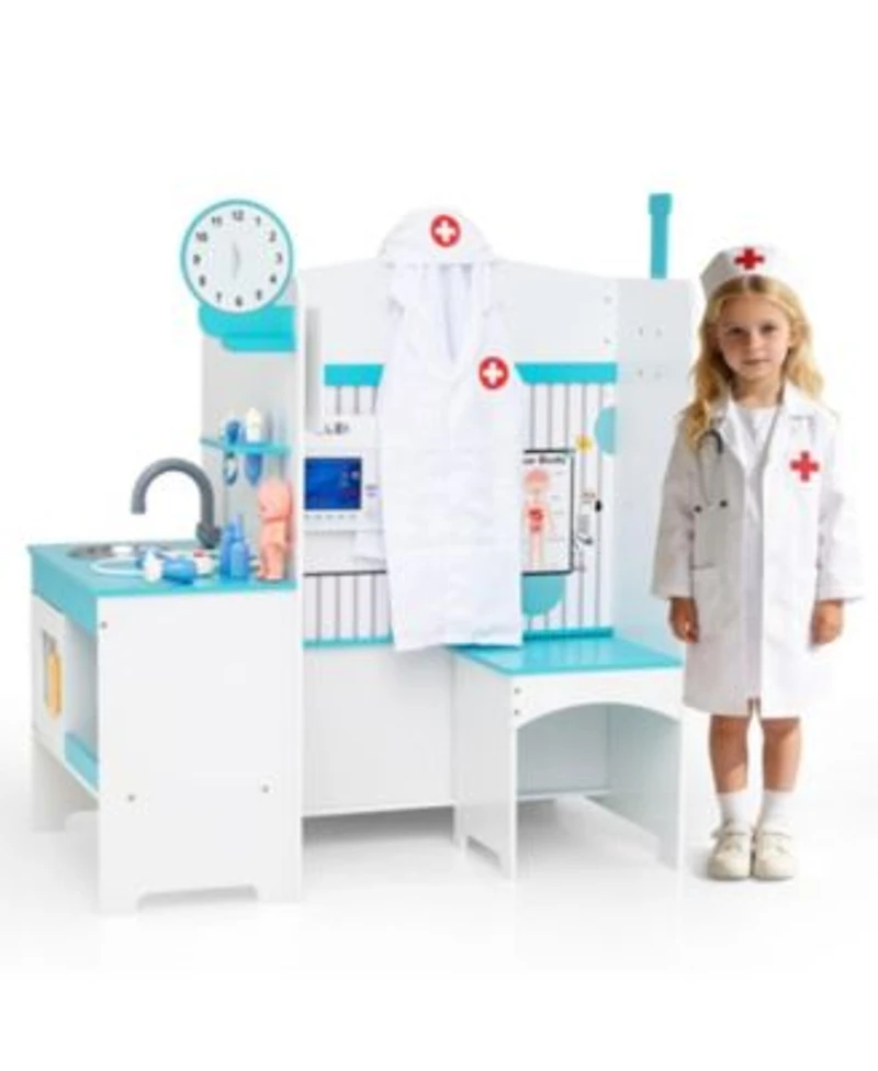 Sugift Kids Doctor Playset 27 Piece Medical Station With Height Bar Ecg Monitor Ages 3 6