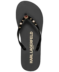 Karl Lagerfeld Paris Women's Zimia Stone Slip-On Flip Flops