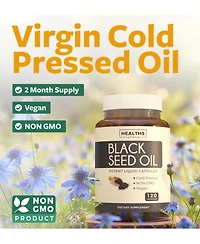 Healths Harmony Black Seed Oil Softgels with Nigella Sativa and Vitamin E, 500 mg Each, 120 Softgels