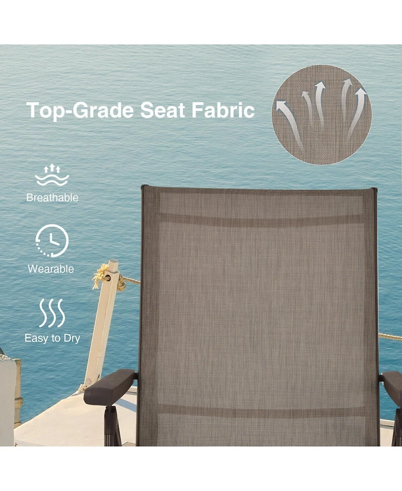 Mecale Set of 2 Foldable Chaise Lounge Chairs with 2-Position Footrest