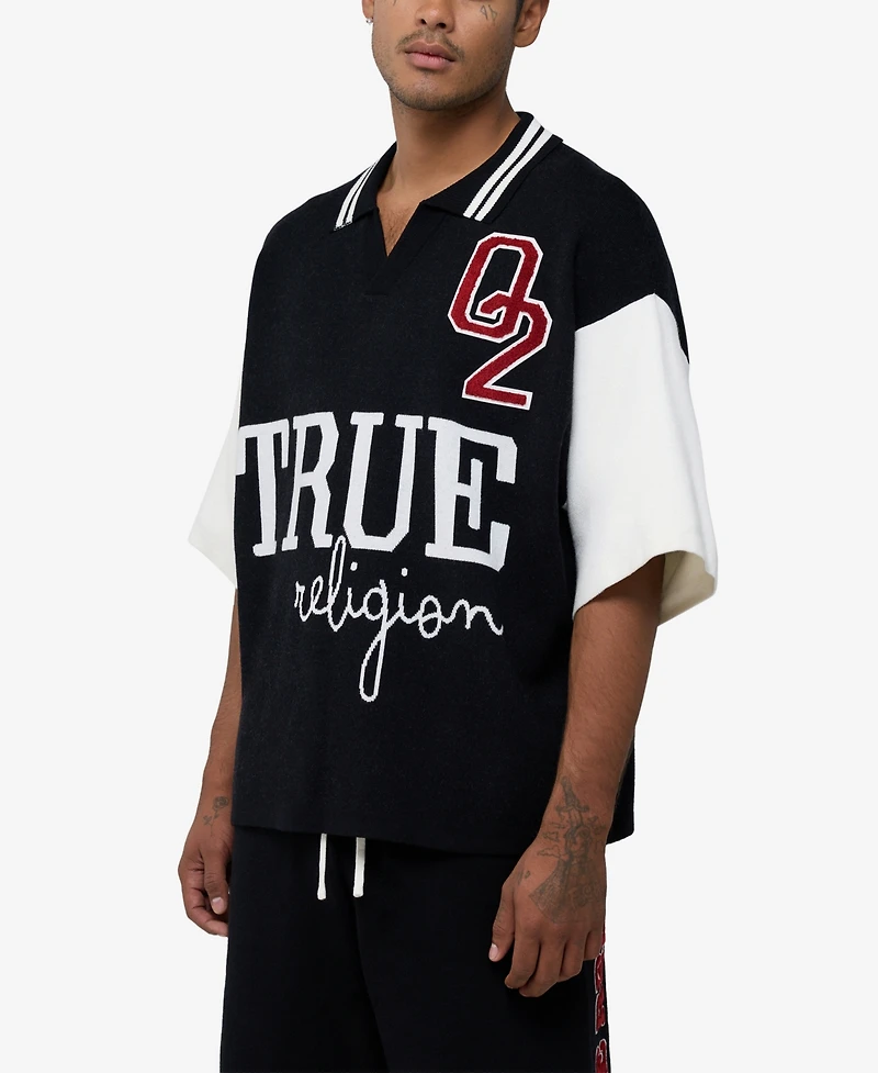 True Religion Men's Knit Oversized Polo Shirt