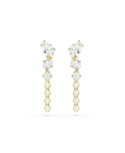 Swarovski Gold-Tone Plated White Crystal Earrings