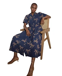 Apricot Women's Embroidered Puff-Sleeve Tiered Midi Dress