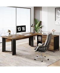 Tribesigns 70.86" L-Shaped Desk with File Cabinet