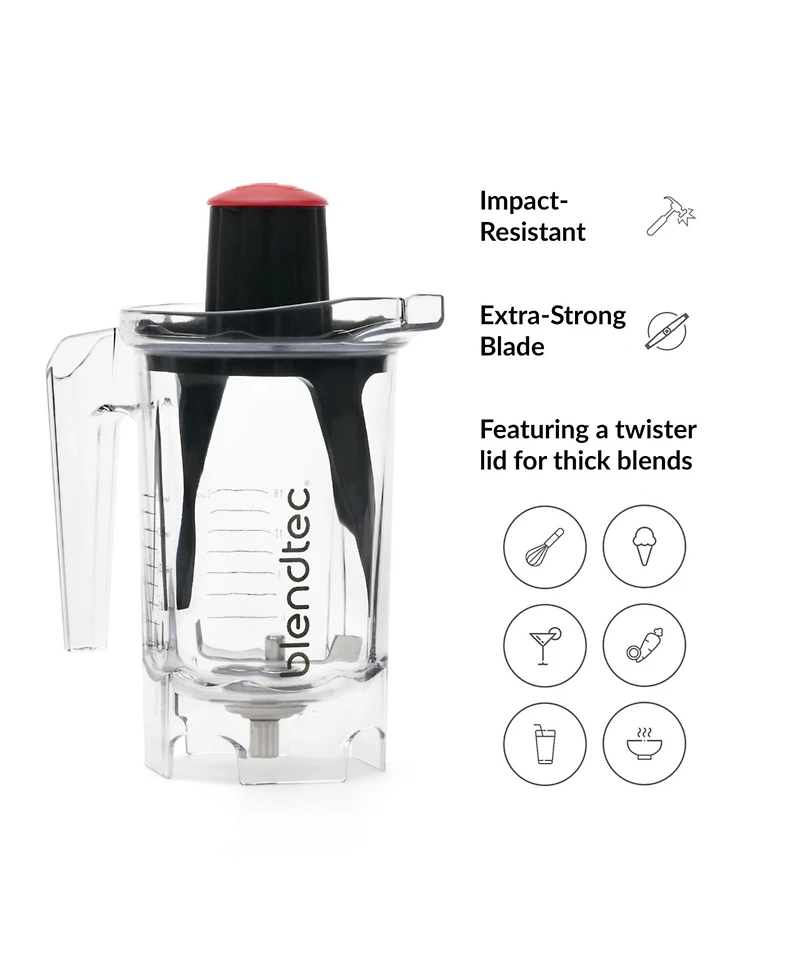 Blendtec 37 oz Twister Jar - Blender Jar Set for Shakes, Smoothies, and Thick Blends - Compatible with Blendtec Blenders - 16 oz Blending Capacity