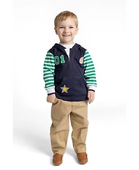 Florence Eiseman Toddler Boys 2T - 5 Hooded Knit Shirt With Varsity Football Motifs