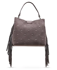 Betsey Johnson Skully Fringe Small Bucket Handbag