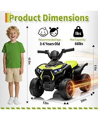 23.6 x 14.6 in Kids Electric Atv Ride On Car, 6V Battery Powered Quad for Toddlers, Outdoor Ride On Toy