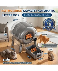 20.6 x 22.8 x 21.7 in Self-Cleaning Cat Litter Box, Automatic Smart Cat Toilet with App Control, Odor Control for Indoor Multi Cats