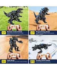 5-in-1 Remote Control Dinosaur Building Blocks Stem Toy Set, Rc Programmable Robot Kit with App Control, Indoor Outdoor Play