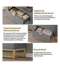 Dresser for Bedroom, 6 Drawer Dresser with Metal Legs, Wood Dressers Chest Organizer with Wide Storage, Modern Chest of Drawers for Bedroom, Hallway