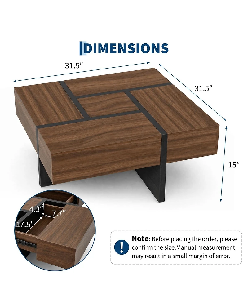 Mid-Century Modern Expandable Coffee Table with Sliding Top and Hidden Storage, Wood-Grain Finish Cocktail Tea Table for Living Room Small Spaces Apar