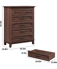 Set of 2 5-Drawer Storage Cabinets