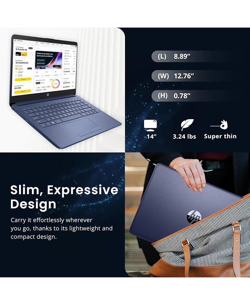 Hp Essential 14" Hd Laptop, Intel N150, 4GB Ram, 128GB eMMC, Wi-Fi 6, Win11 Home, 1-Year Microsoft 365 Included