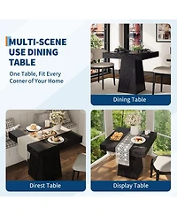 Square Dining Table for 4, 31.5" Engineered Wood Kitchen Table with 2 Storage Drawers, Pedestal Base for Dining Room and Breakfast
