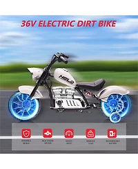 50-Inch Kids Electric Ride On Motorcycle, 36V 350W Brushless Motor, 22 Mph Max Speed, Outdoor Riding Toy for Boys and Girls, White, Ages 8-12