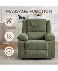 Oversized 360degree(s) Swivel Rocking Recliner Chair Deep Seat | High Back Heat and Vibration Massage Side Pocket Single Sofa for Living Room, Bedroom