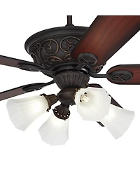 52" Casa Vieja Contessa Industrial Rustic Indoor Ceiling Fan Led Light Bronze Copper Cherry Frosted Glass for Living Kitchen Home