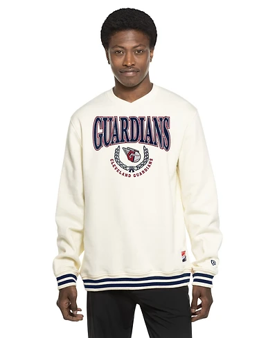New Era Men's White Cleveland Guardians Throwback Sweatshirt
