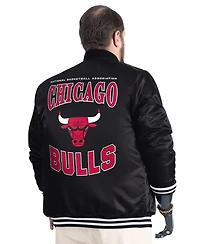 G-iii Sports by Carl Banks Men's Black Chicago Bulls Adaptive Bold Logo Satin Varsity Jacket