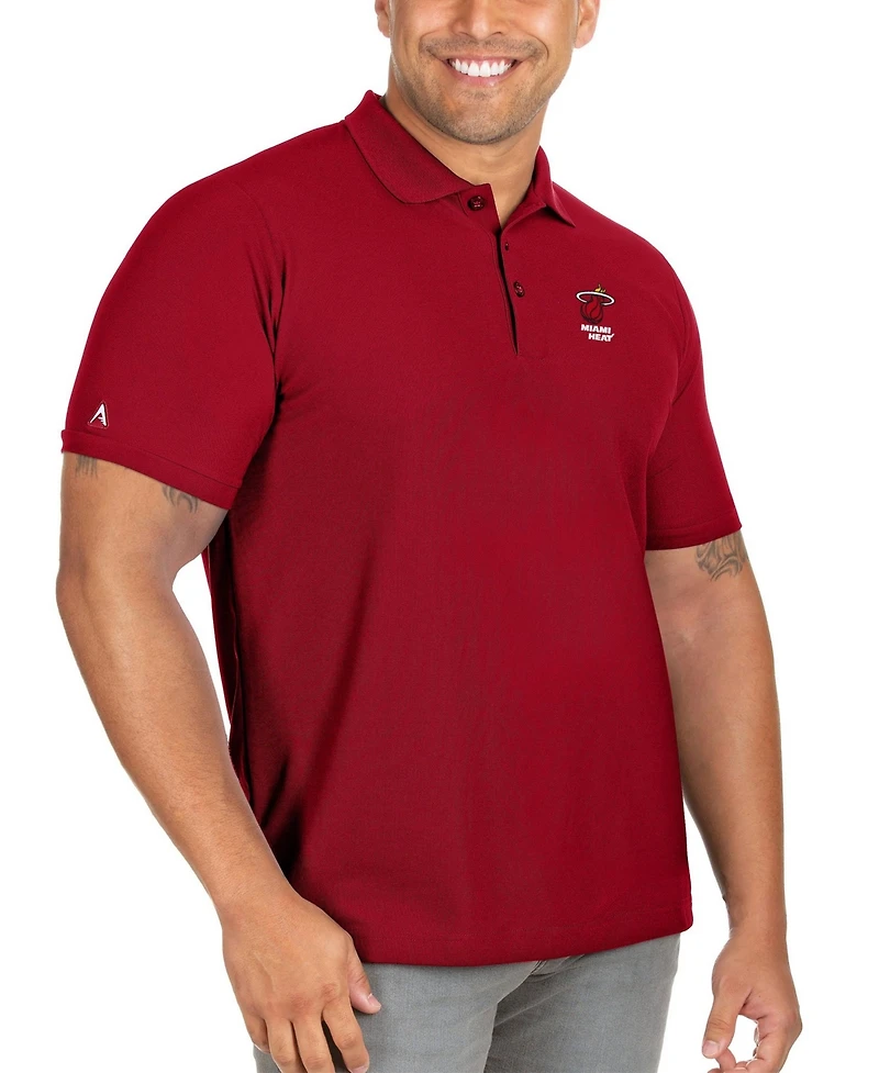 Antigua Men's Red Miami Heat Big Tall Legacy Pique Polo Shirt
