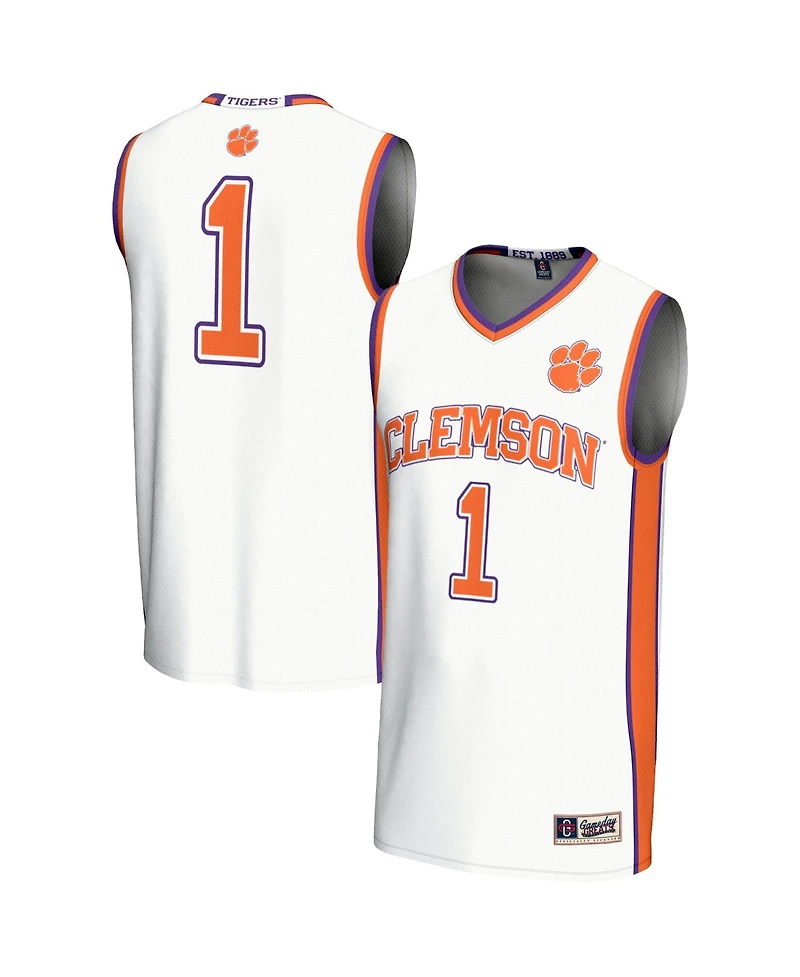 Gameday Greats Men's 1 White Clemson Tigers Lightweight Basketball Jersey