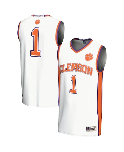 Gameday Greats Men's 1 White Clemson Tigers Lightweight Basketball Jersey