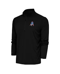 Antigua Men's Black New England Patriots Team Logo Throwback Tribute Quarter-Zip Pullover Sweatshirt
