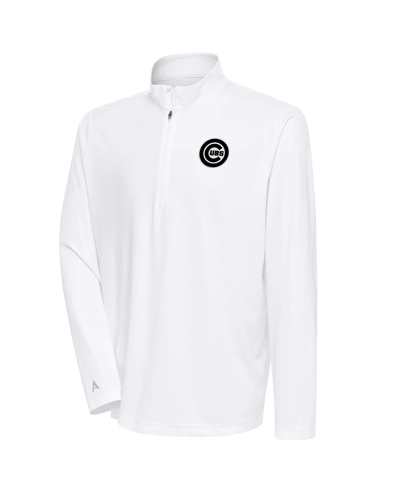 Antigua Men's White Chicago Cubs Metallic Tribute Quarter-Zip Sweatshirt