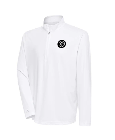 Antigua Men's White Chicago Cubs Metallic Tribute Quarter-Zip Sweatshirt