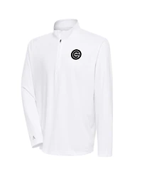 Antigua Men's White Chicago Cubs Metallic Tribute Quarter-Zip Sweatshirt