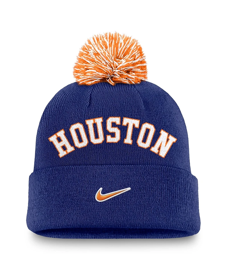 Nike Men's Royal Houston Astros Peak Cuffed Pom with Knit Hat