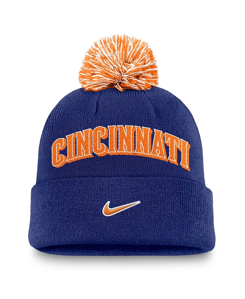 Nike Men's Royal Cincinnati Reds Peak Cuffed Pom with Knit Hat