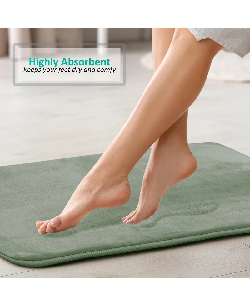Clara Clark 2 Piece Ultra Soft Non-Slip Plush Memory Foam Bath Rug Set - Small & Large