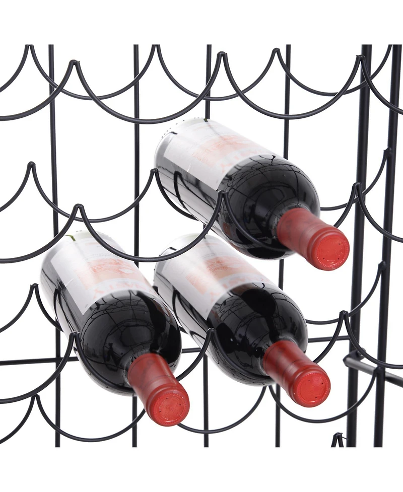 Homcom 35 Bottle Wrought Iron Wine Rack Cabinet with Lock, Black